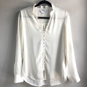 Express ruffle collar covered button and loop shirt Victorian western 1800s Med